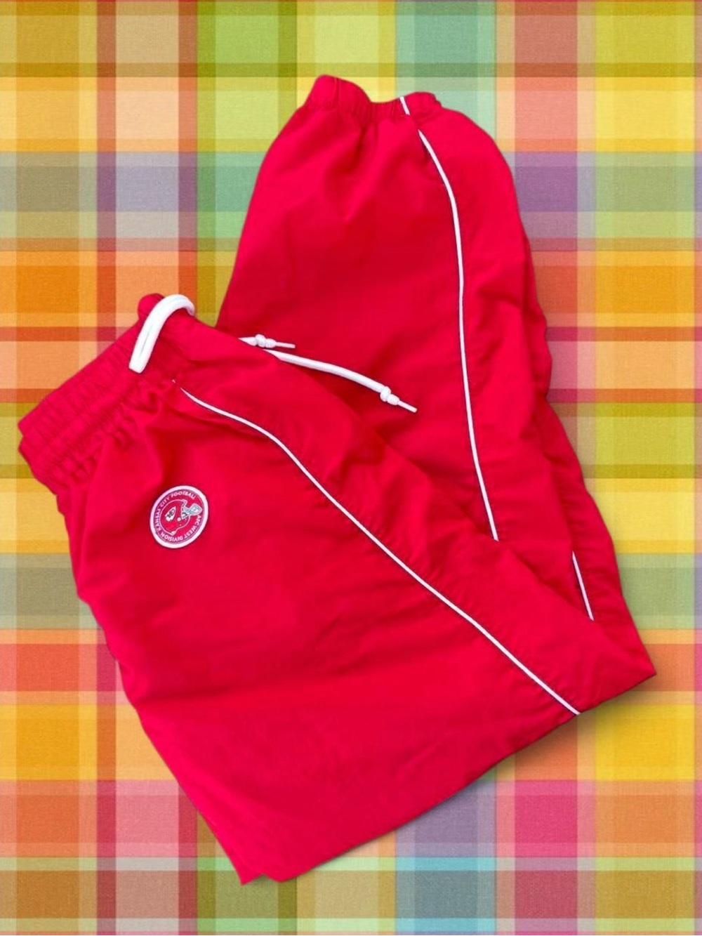 Red & white track pants with drawstring waist #athleisure #activewear size L